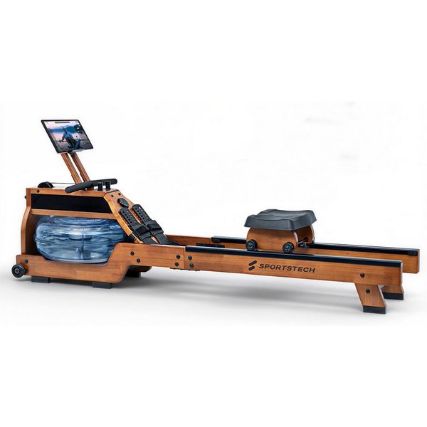 Sportstech Rudergerät WRX500, Smart LED Knob-Display Transportrollen