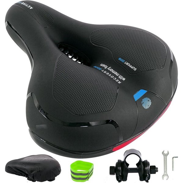 Feel2Home Fahrradsattel Fahrradsattel Ergonomischer Sitz Gel Schaum Rückstrahler rot und blau (Stück, mit Sattelbezug), Atmungsaktiv