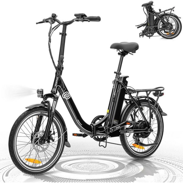 VECOCRAFT E-Bike Faltrad 36V 13Ah Elektrofahrrad,20’’ Pedelec max.100km,klappbar, E-PAX, 7 Gang Shimano, Kettenschaltung, Heckmotor, 468 Wh, E-Citybike,Cityrad 