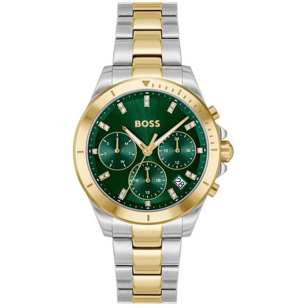 BOSS Multifunktionsuhr ALLEY 1502827, Quarzuhr, Armbanduhr, Damenuhr, Edelstahlarmband, analog, Tag