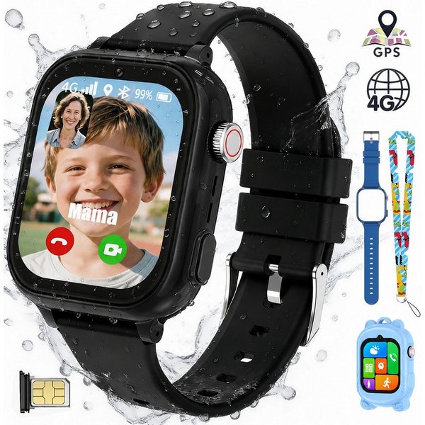 Vashoy 2026 Kinderuhr T53Neue Smartwatch Kinder mit GPS, Kameras, Smartwatch (5 cm/1.83 Zoll, Android/4G (LTE) 4G Telefonfunktionen Smartwatch, 7-tlg., Schulmod