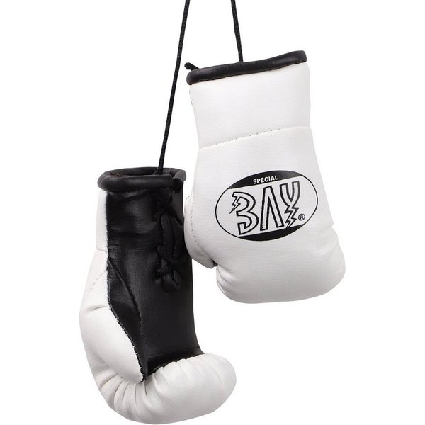 BAY-Sports Boxhandschuhe Mini Deko Box-Handschuhe Boxen Geschenk für Autospiegel Tasche weiß, Anhänger für Tasche, Autospiegel Kickboxen, Karate, MMA, Thaiboxen