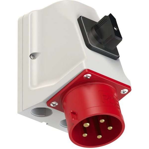 PCE PCE CEE-Wandgerätestecker 32A 5p 6h IP44 mit Schalter Elektro-Kabel, CEE-Wandgerätestecker 32A 5p 6h IP44 mit Schalter