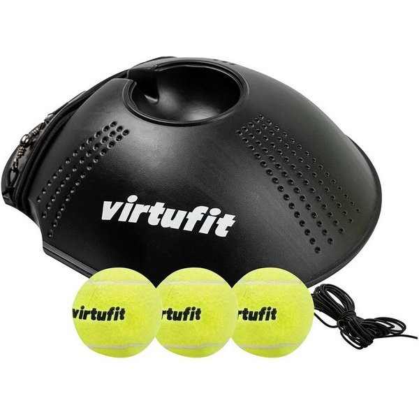 VirtuFit Tennisschläger VirtuFit Tennistrainer mit 3 Bällen und 370 cm elastischem Koord