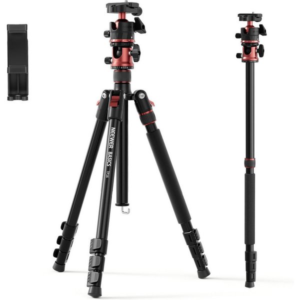Neewer TP16 180cm Kamera Stativ Einbeinstativ mit Mittelsäule und Kugelkopf Dreibeinstativ (Schnellwechselhalterung für DSLR Kameras und Handys, Last 8kg)