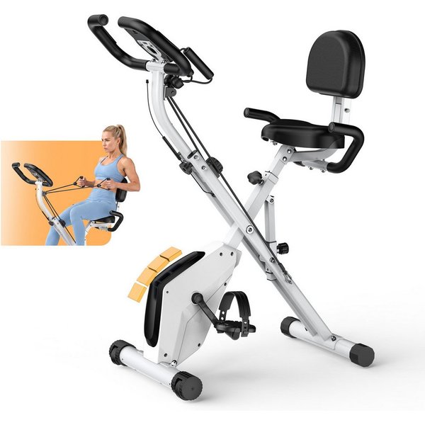 Gywowken Heimtrainer - 4-in-1 X-BIKE Fahrrad Klappbar für Zuhause (Packung, mit 16 Stufen verstellbarem Magnetwiderstand und Spannseil), - 150kg Belastbar - LCD