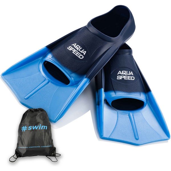 Aqua Speed Flosse Trainingsflossen Silikon kurz für saubere Bewegungsabläufe (Kraftdosiertes Schwimmtraining mit kompaktem Kurzmodell 37/38 hellblau), Technikor