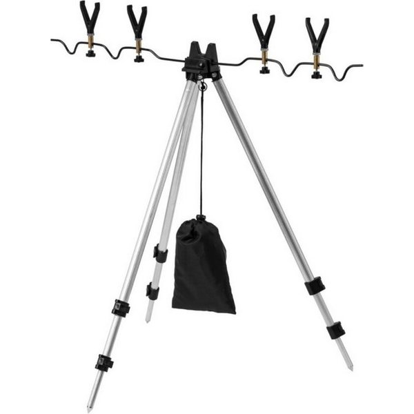 Rocktrail Rutenhalter Rocktrail Teleskoprutenhalter für bis zu 4 Angelruten, (Angelruten-Stativ, 7-teiliges Set mit Tragetasche, Höhenverstellbar, zusammenklapp
