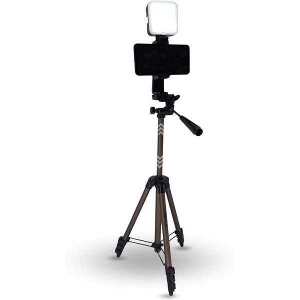 TronicXL Smartphone-Halterung 105cm Handy Stativ drehbar Smartphone Halterung mit Licht LED Lampe, (3-tlg., Wasserwaage integriert, drehbar, neigbar, schwenkbar
