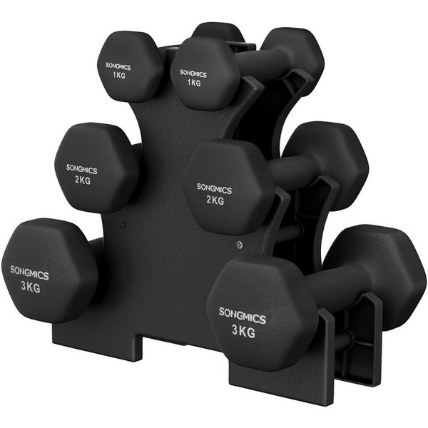 SONGMICS Hantel-Set Kurzhanteln, 12kg, Hexagon, Neopren Hanteln