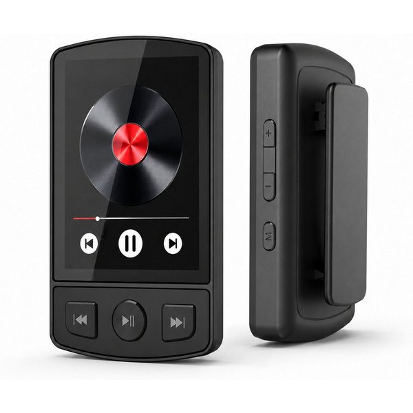 Lisabonde MP3 Player Bluetooth mit Clip, Sport Musikplayer, Pedometer, FM Radio MP4-Player (32 GB, Bluetooth, integrierter Befestigungsclip, Schrittzähler (Pedo