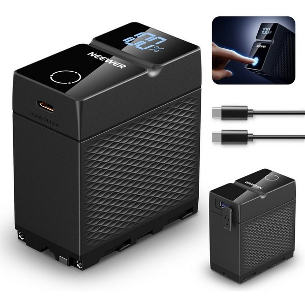 Neewer NW-F970U 10500mAh Battery Kamera Akku Ersatzakku PD 45W Schnellladung Kamera-Akku, OLED/USB A/USB C, für Camera Monitor Kompatibel mit Sony Canon Nikon