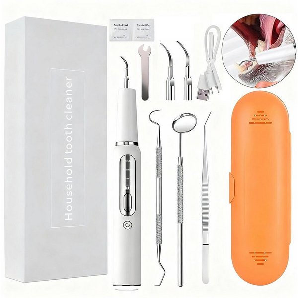 FELIXLEO Zahnpflege-Set Ultraschall Zahnreinigung Set Tierpflege Zahnstein Entferner USB