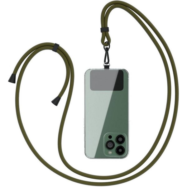 EAZY CASE Handykette Umhängeband Clips Schwarz mit extra Handband, Handykette für Xiaomi Huawei Samsung iPhone Schutzhülle Olive Grün