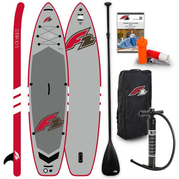 F2 SUP-Board F2 SUP Stand Up Paddle Board Star 350cm 11,5 Grau, Aufblasbar, (Set)