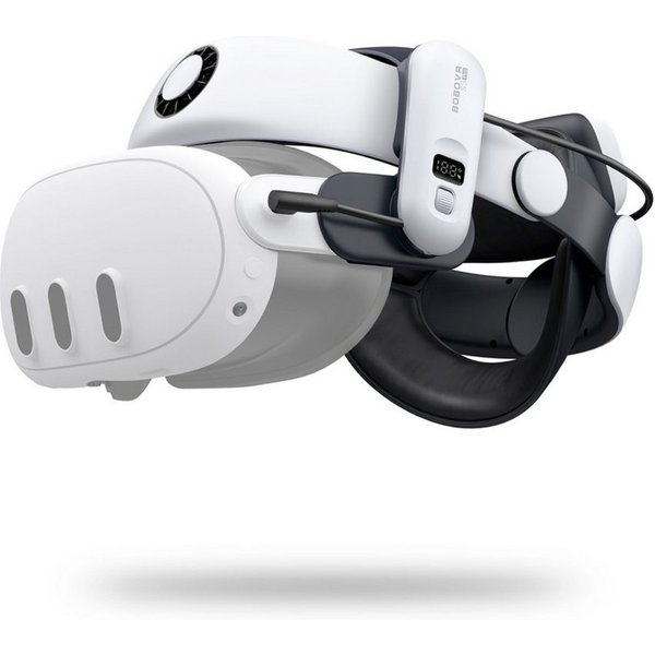BOBOVR VR Brillen-Halterung S3 Pro für Meta Quest 3 mit B100 Akku, (Einzelartikel, Zugentlastungsband mit aktiver Kühlung und Zusatzakku)