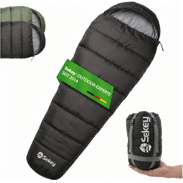 Sekey Mumienschlafsack Mumienschlafsack 220 cm leicht oder warm für Camping und Reisen, Leicht oder warm wählbar – 900g / 1700g - ideal für Camping & Trekking