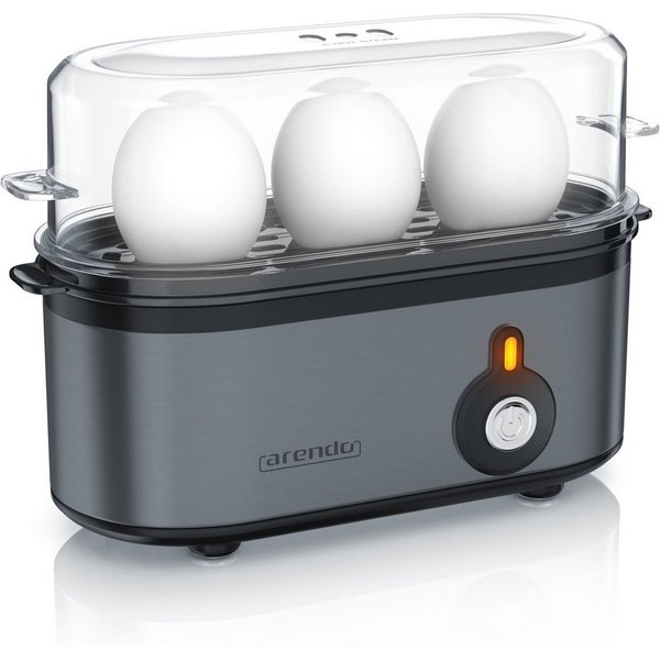 Arendo Eierkocher 3-fach, Edelstahl, frei wählbarer Härtegrad, Ein / Aus-Schalter, Anzahl Eier: 3 St., 210 W, Threecook Egg Cooker, GS, BPA-frei, für 1 bis 3 Ei