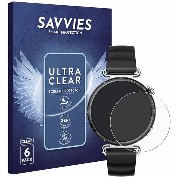Savvies Displayschutzfolie Schutzfolie für Huawei Watch GT 6 (41 mm), 6 Stück, Displayschutz Schutz Folie Klar Transparent