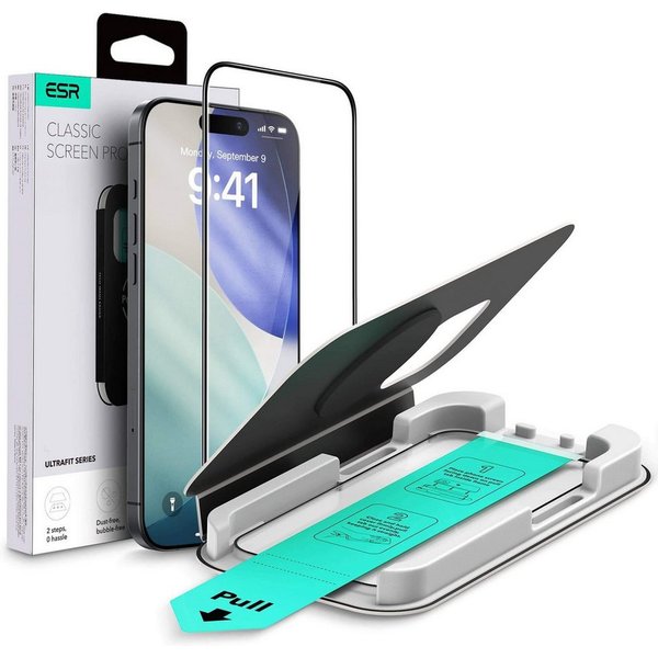ESR Displayschutzglas Tempered-Glass Displayschutz für iPhone 17/16 Pro, UltraFit Aufbringhilfe, Kratzfestigkeit, gehärtetes Glass