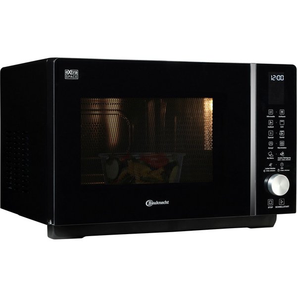 BAUKNECHT Mikrowelle MF 255 B, Grill, Mikrowelle, Heißluft, 25 l, ExtraSpace-Garraum ohne Drehteller mit Dampfgar- und Grillfunktion