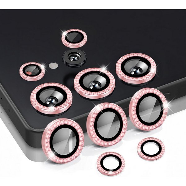 Tec-Expert Kameraschutzglas 9H Glas Set in Pink mit Schmuckstein für Samsung Galaxy S25 Ultra für Samsung Galaxy S25 Ultra, Linsenschutzglas Set, 1 Stück, Kamer