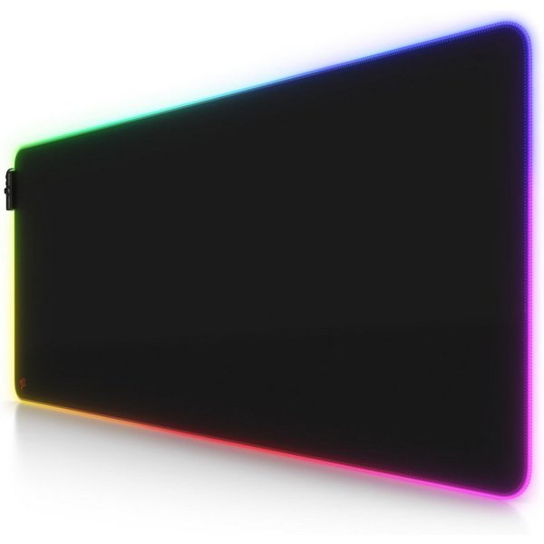Titanwolf Gaming Mauspad RGB Mousepad 900 x 400 x 3 mm, LED, XXL Schreibtischunterlage (1-St), rutschfest, abwaschbar, Geschwindigkeit & Präzision, Icon rot