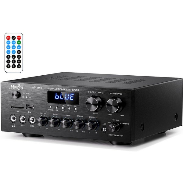 Moukey MAMP1 2-Kanal Stereo-Verstärker Leistungsverstärker Bluetooth Verstärker (220 W, 2 Kanäle)