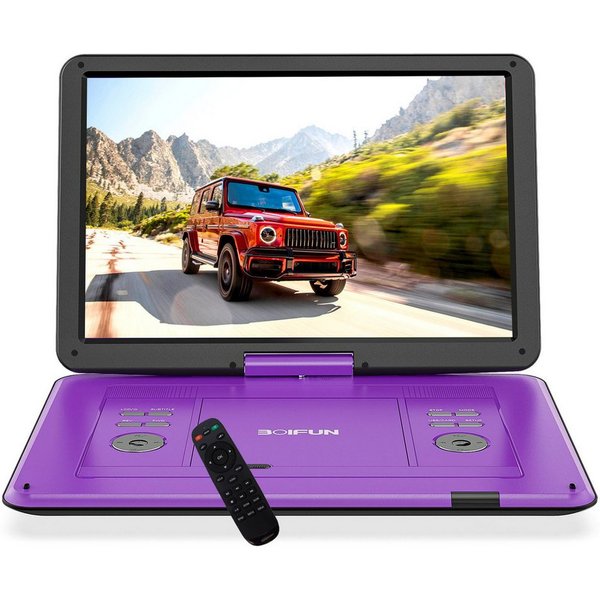 Boifun 17,5 Zoll tragbarer DVD-Player mit 15,6 Zoll HD-Drehbildschirm Portabler DVD-Player (6 Stunden Wiederaufladbare Batterie, Unterstützung für USB/TF-Karte/