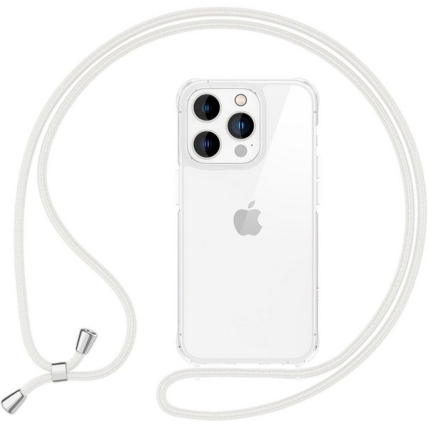 Nalia Handykette Apple iPhone 16 Pro Max 17,5 cm (6,9 Zoll), Klare Hülle mit Band zum Umhängen / Crossbody Transparent Case & Kette