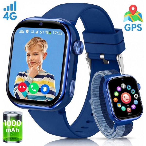 SWGOTA 2026 NEUE 4G Kinder Smartwatch 1000mAh mit GPS & Telefonfunktion Smartwatch (1,83 Zoll), Dual-Kamera mit je 3 MP, Smartwatch für Kinder, für 4–12 Jungen 