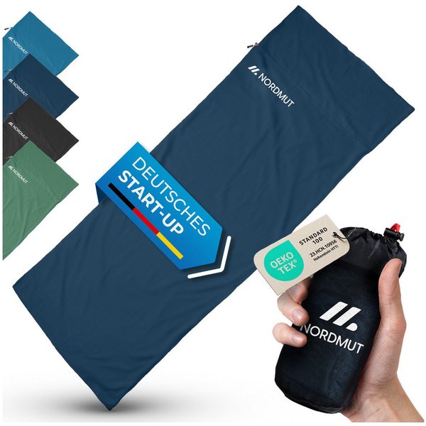 Nordmut Innenschlafsack NORDMUT® Hüttenschlafsack Ultraleicht aus Baumwolle, YKK-Zipper, Durchgängiger Reißverschluss, Kissenfach