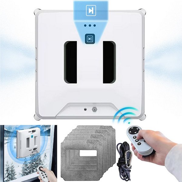 MOPUEA Fensterputzroboter Fensterputzroboter Mit Fernbedienung Und Dual Wasserspray, (Fensterreinigungsroboter Set, Roboter Mit Zubehör Für Glasreinigung) Dual 