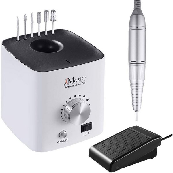 JCMaster Maniküre-Pediküre-Set, Nagelfräser 30000RPM inkl.6 Bits & Fußpedal