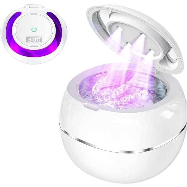 Topcony Ultraschallreiniger Ultraschallreinigungsgerät 42000Hz 180ml Tank für Zuhause Büro, Ultrasonic Cleaner für Zahnersatz, Retainer, Aligner Zahnschiene