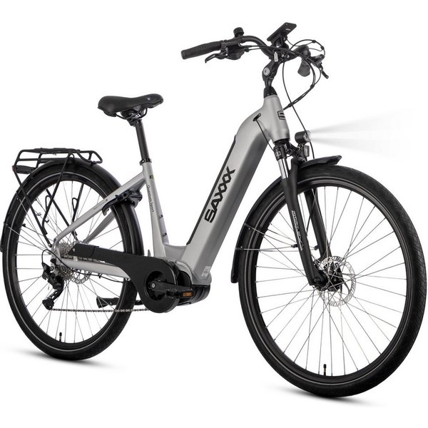 SAXXX E-Bike Trekkingrad 28 Zoll Damen Herren, QSW, Mittelmotor, 100km, hydr. Scheibenbremsen, 10 Gang SHIMANO Deore Schaltwerk, Kettenschaltung, Mittelmotor, 5