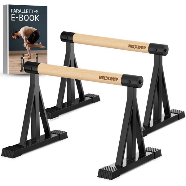 NEOLYMP Liegestützgriffe Parallettes Holz - Calisthenics Equipment Liegestützgriffe - Push Up (Set, Push Up Bars belastbar bis 500 kg - inkl. E-Book & Grip Tape