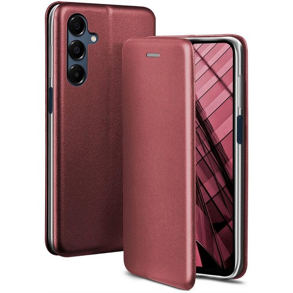 ONEFLOW Handyhülle für Samsung Galaxy A16 (4G) Premium Hülle Business Cover Rot 6,7 Zoll, 360 Grad Schutzhülle Flip Case Etui Klapphülle Dünn Leder Handy Tasche