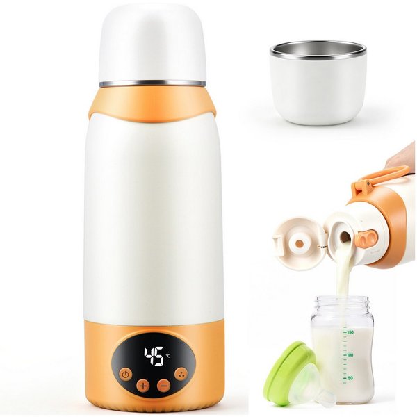 CkeyiN Babyflaschenwärmer 500ml Tragbarer Milchwärmer für unterwegs 37- 100℃ schnelles Aufheizen, 24H konstanter Temperatur Thermoflasche für Muttermilch & Wass