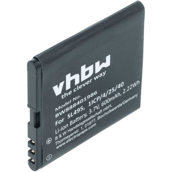 vhbw Akku passend für Bea-fon SL595 Plus, SL595, SL495 Klapphandy / Smartphone-Akku Akku Li-Ion 600 mAh (3,7 V, 1 St), Leistungsfähiger Austausch-Akku für Telef