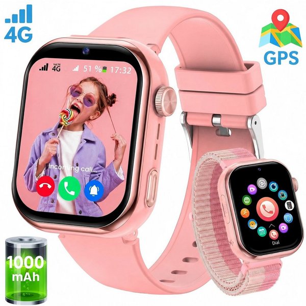 SWGOTA 2026 NEUE 4G Kinder Smartwatch 1000mAh mit GPS & Telefonfunktion Smartwatch (1,83 Zoll), Dual-Kamera mit je 3 MP, Smartwatch für Kinder, für 4–12 Jungen 
