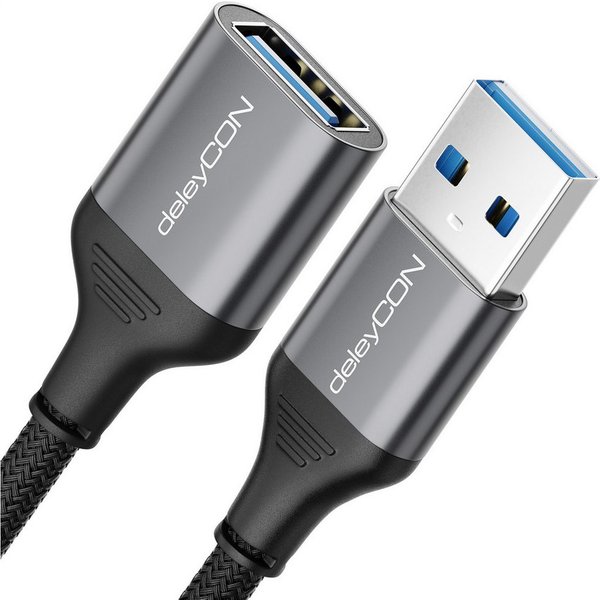 deleyCON deleyCON 3m USB3.0 A-A Verlängerung (5Gbps, Alu) Kartenleser/Drucker USB-Kabel