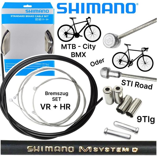Shimano Felgenbremse Shimano Standard Bremszug MTB / Road Komplettset 1,6 x 2,05m