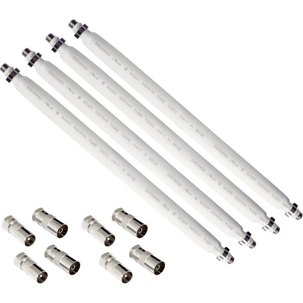 Poppstar SAT Fensterdurchführung SAT Kabel flach SAT-Kabel, (31.5 cm), 31,5cm Durchführung 2mm ultra-flach, Kupplungen 8x F-Stecker, weiß
