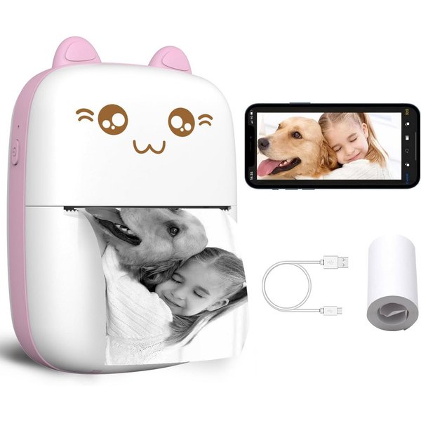 wohnTRAUM24 Thermo-Etikettendrucker mit USB-Aufladung, Bluetooth-Fotodrucker Etikettendrucker, (Bluetooth-Verbindung,1200-mAh-Akku, kabellos, kompatibel mit And