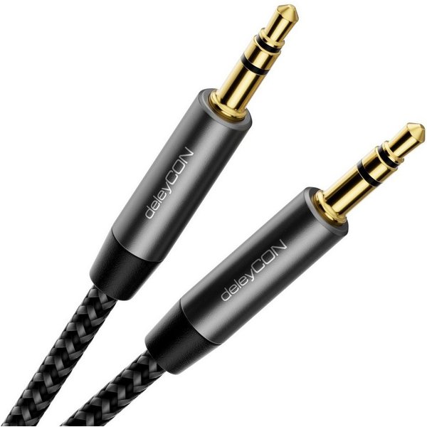 deleyCON deleyCON 2m Nylon 3,5mm Klinke Audio Stereo AUX Kabel Klinkenkabel Audio-Kabel
