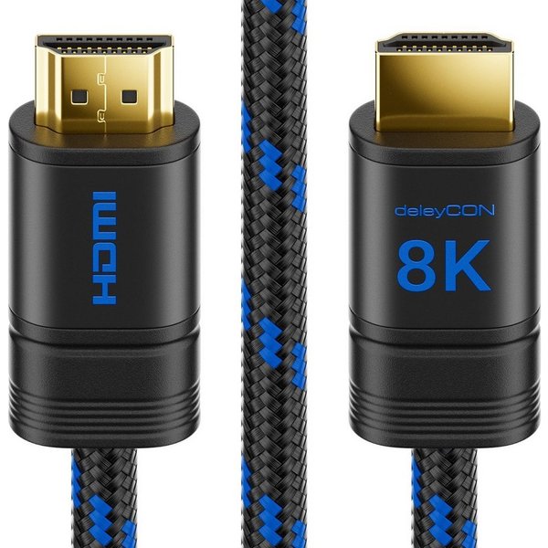 deleyCON deleyCON 0,5m 8K UHD-II HDMI 2.1 Nylon Kabel 8K@60Hz 4K@120Hz HDMI-Kabel