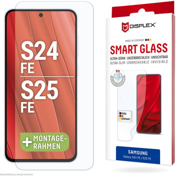 Displex Displayschutzglas Smart Glass Screen Protector für Samsung Galaxy S24 FE, Samsung Galaxy S25 FE, Displayschutzfolie, Schutzfolie, Bildschirmschutz, krat