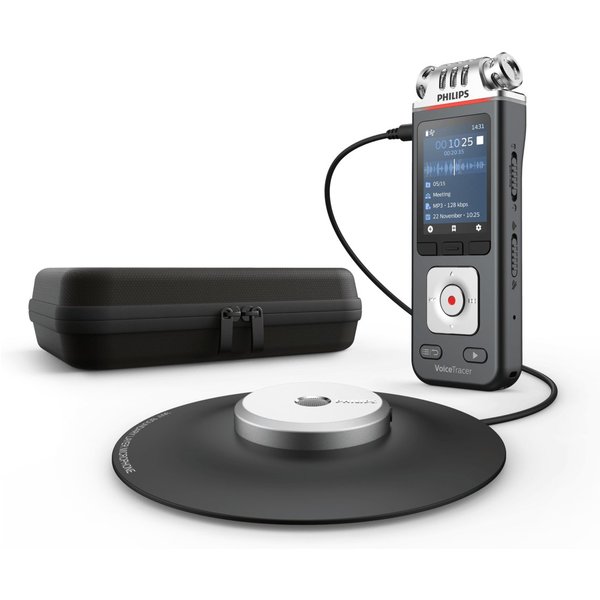 Philips DVT8110 Meeting-Recorder Digitales Diktiergerät (professionelles 360° Mikrofon, Tasche, App Steuerung)