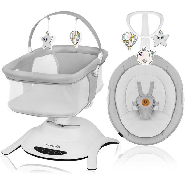 lionelo Babywippe Bella und Bella Set, 360' drehbarer Sitz, 12 beruhigende Melodien mit Lautstärkeregelung